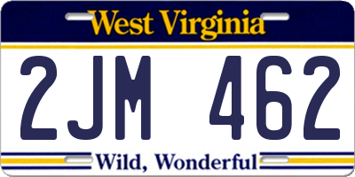WV license plate 2JM462