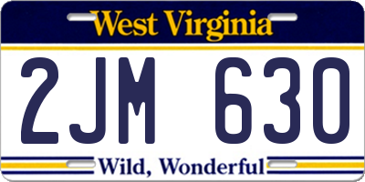 WV license plate 2JM630