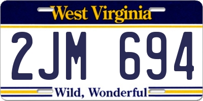 WV license plate 2JM694