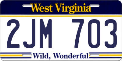 WV license plate 2JM703