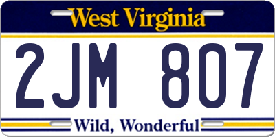 WV license plate 2JM807