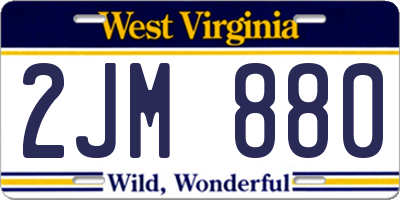 WV license plate 2JM880
