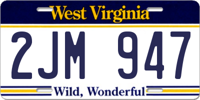 WV license plate 2JM947