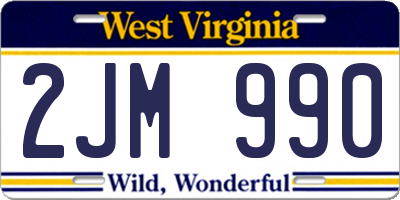 WV license plate 2JM990
