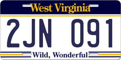 WV license plate 2JN091