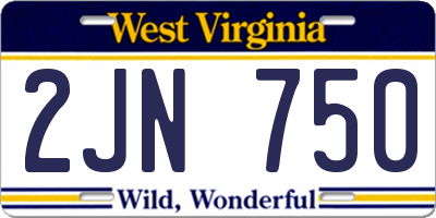 WV license plate 2JN750