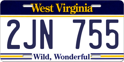 WV license plate 2JN755