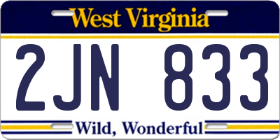 WV license plate 2JN833