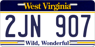 WV license plate 2JN907