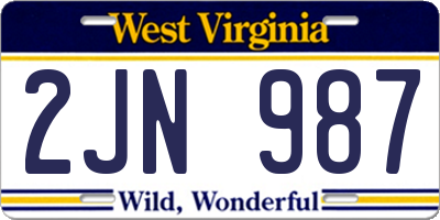 WV license plate 2JN987