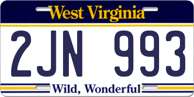 WV license plate 2JN993