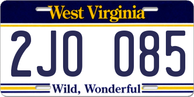 WV license plate 2JO085