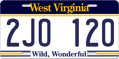WV license plate 2JO120