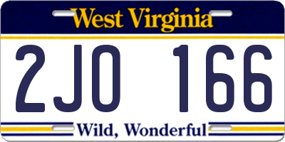 WV license plate 2JO166