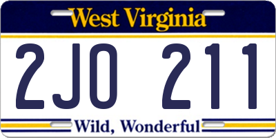 WV license plate 2JO211