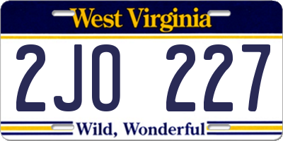 WV license plate 2JO227