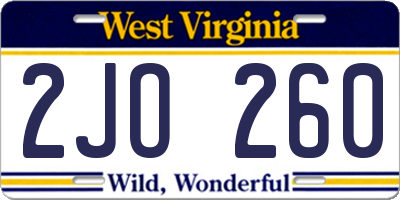 WV license plate 2JO260