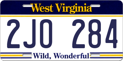 WV license plate 2JO284