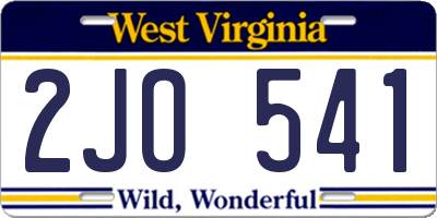 WV license plate 2JO541