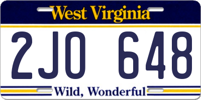 WV license plate 2JO648