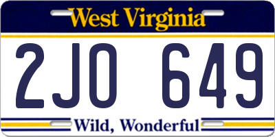 WV license plate 2JO649