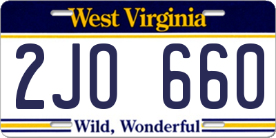 WV license plate 2JO660