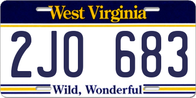WV license plate 2JO683
