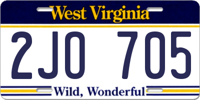 WV license plate 2JO705