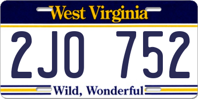 WV license plate 2JO752