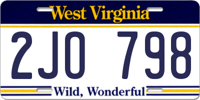 WV license plate 2JO798