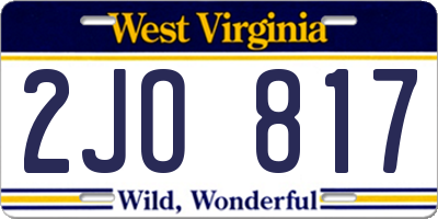 WV license plate 2JO817