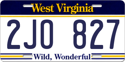 WV license plate 2JO827