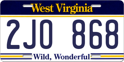 WV license plate 2JO868