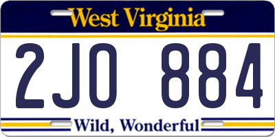 WV license plate 2JO884