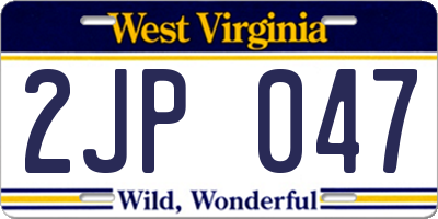 WV license plate 2JP047