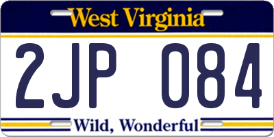 WV license plate 2JP084