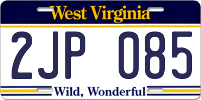 WV license plate 2JP085