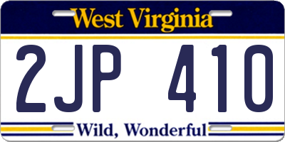 WV license plate 2JP410