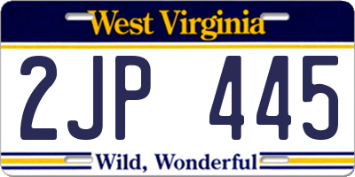 WV license plate 2JP445