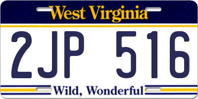 WV license plate 2JP516