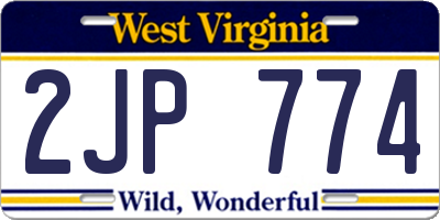 WV license plate 2JP774