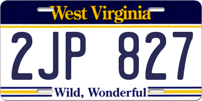 WV license plate 2JP827