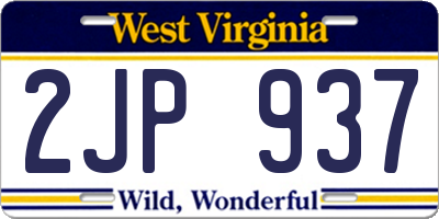 WV license plate 2JP937