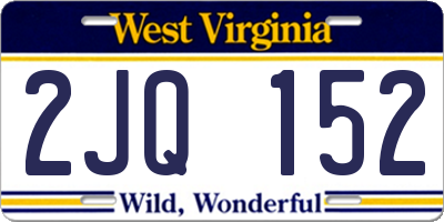 WV license plate 2JQ152