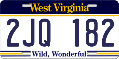 WV license plate 2JQ182