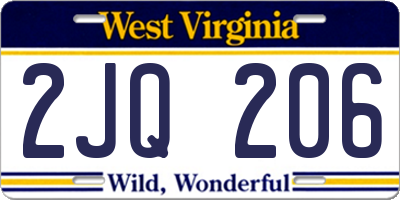 WV license plate 2JQ206