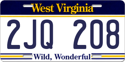 WV license plate 2JQ208