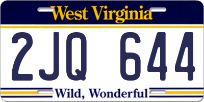 WV license plate 2JQ644