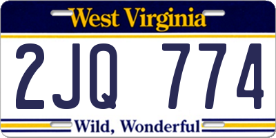 WV license plate 2JQ774