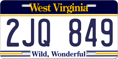 WV license plate 2JQ849